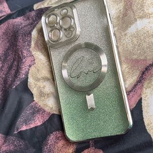 Glittery Green Phone Case with Stand
